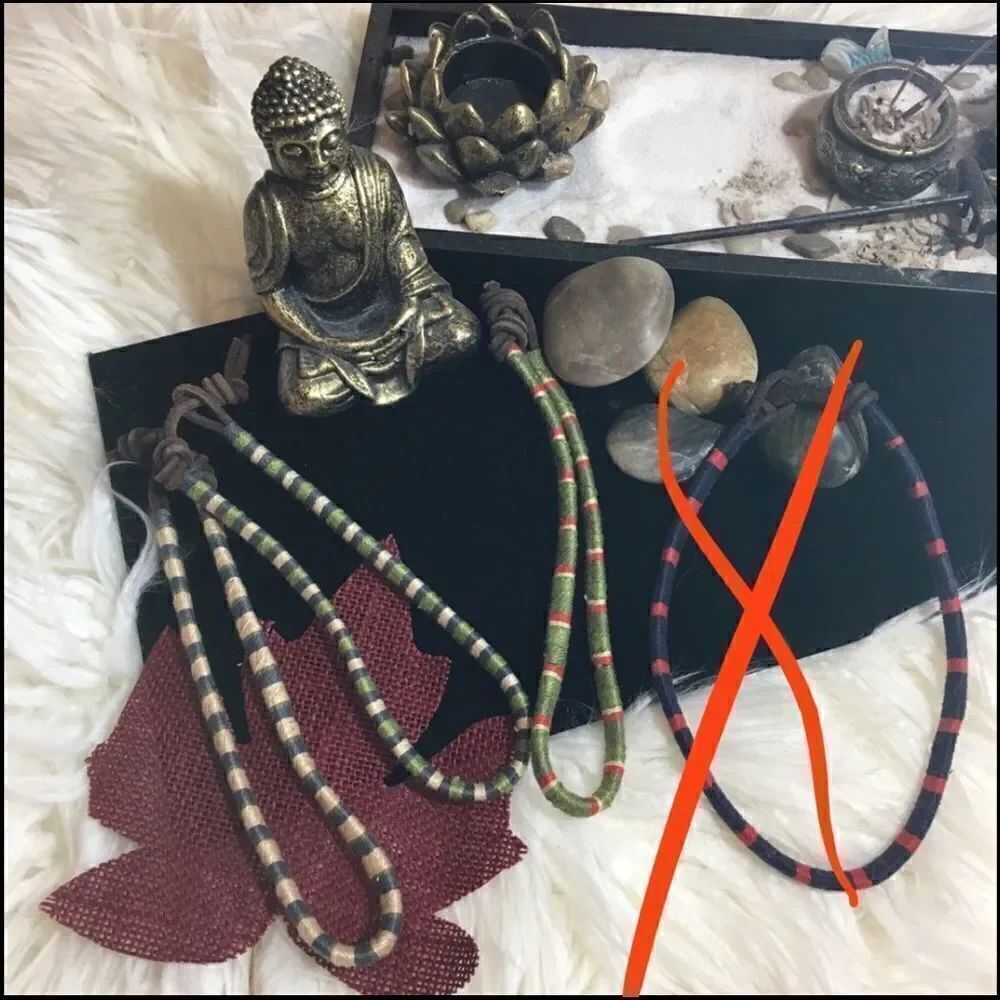 Leather wrapped silk threading beach/yoga chokers